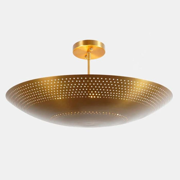 Mid Century 6 Light Raw Brass Perforated Ceiling Flush Mount Sputnik Pendant Light Stilnovo Style Ceiling Fixture Bedroom Living Room Light