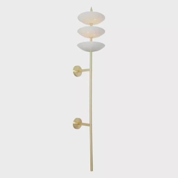 Mid Century Modern Multi-Tier Brass Sconce Vertical Glass Bowl Wall Light Art Deco Stairway Lighting Raw Brass Entryway Living Room Fixture