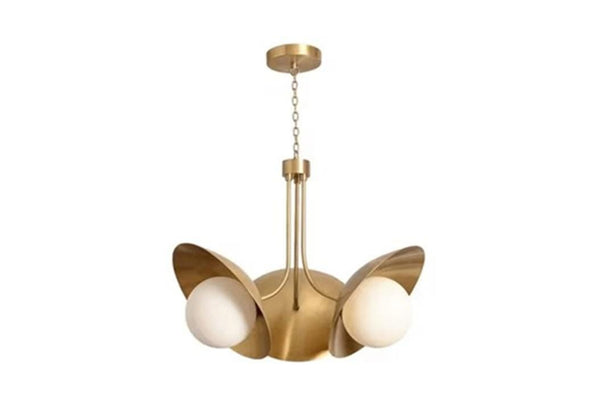 Mid Century Modern 3 Light Milky Glass Globe Raw Brass Sputnik Chandelier Pendant Kitchen Island Dining Room Bathroom Vanity Ceiling Fixture