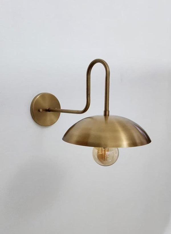 Mid Century Curve Arm Raw Brass Wall Sconce Modern Industrial Sputnik Sconce Hardwired Lighting Fixture Hallway Art Deco Fixture