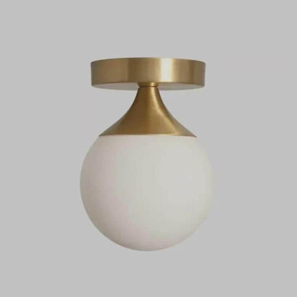 Brass Globe Flush Mount Ceiling Light: Modern Opal Glass Ball Fixture | Mid Century Milk Glass Bedroom Living Rom Low Ceilings Lightings