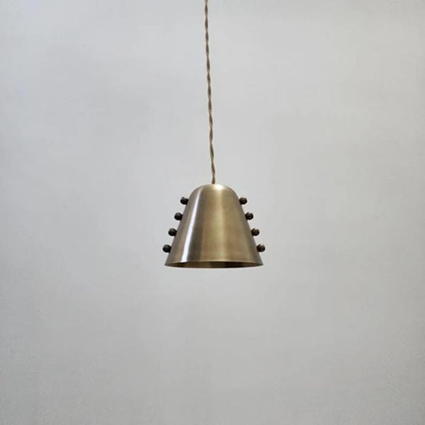 Mid Century Brass Cone Pendant Sconce: Rivet Industrial Sconce – Modern Hardwired Ceiling Fixture - Hallway Art Deco Fixture