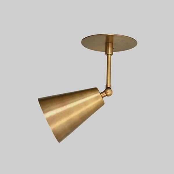 Brass Adjustable Ceiling Light: Spotlight Modern Cone Shade Semi Flush Mount, Minimalist Task Lighting for Kitchen Hallway Bedroom