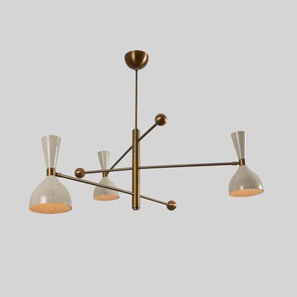 3 Light Adjustable Arm Sputnik Brass Chandelier: Mid Century Modern Pendant, Articulating Light Retro Dining Room Lamp Ceiling Fixture