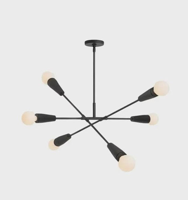 Brass Sputnik Chandelier: Mid Century Modern 6 Arm Ceiling Light, Highwire Minimalist Pendant, Industrial Kitchen Bedroom Ceiling Fixture