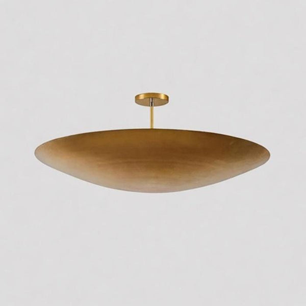 Sputnik Brass Bowl Ceiling Light: Sculptural Disc Chandelier Oversized Brass Pendant Lamp, Modern Semi Flush Mount Dining Room Lighting