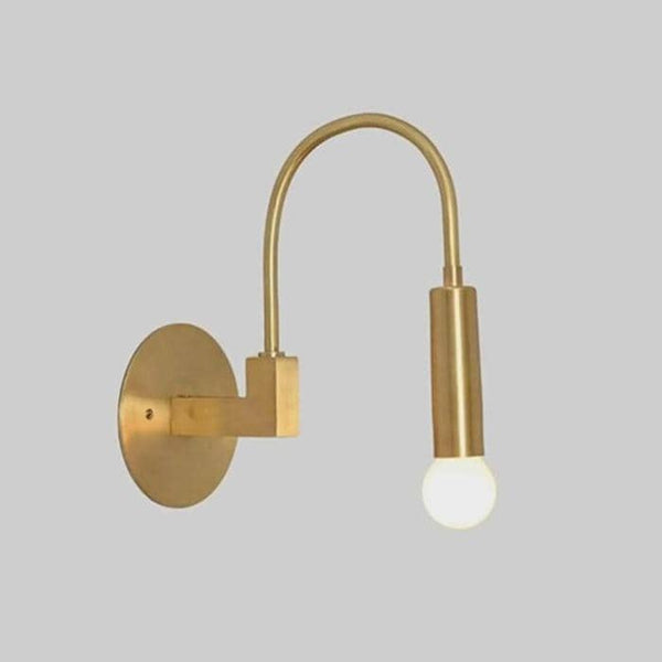 Mid Century Modern Brass Curved Arm Sconce: Sputnik Minimalist Bedside Reading Wall Lamp, Bedroom & Living Room Hardwired Fixture