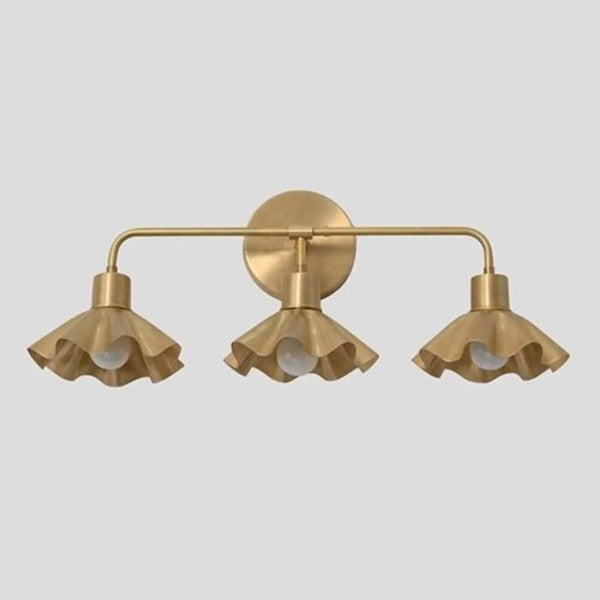 Mid Century Brass Wall Sconce: Italian Stile Scalloped 3 Light Bathroom Sconce, Sputnik Antique Gold Bedroom Vanity Light