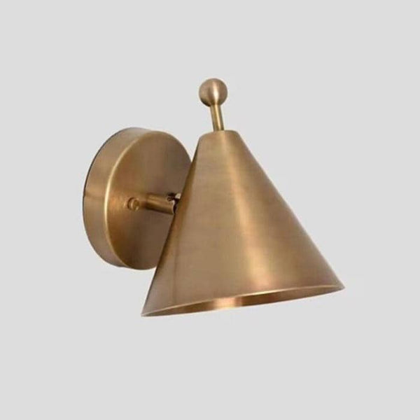Mid Century Brass Cone Wall Sconce - Modern Atomic Ball Detail Wall Light - Brass Diabolo Italian Sconce - Modern Bedside Hallway Lighting