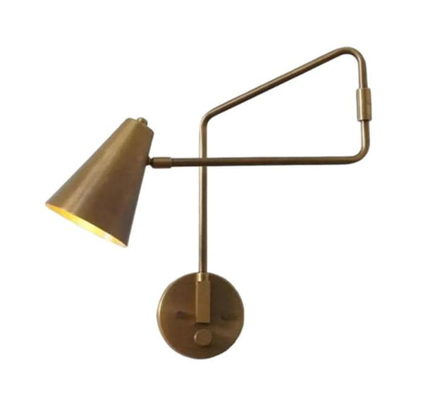 Stilnovo Style Raw Brass Wall Sconce, Mid Century Modern Adjustable Reading Lamp, Italian Design Wall Light, Bedside Task Lighting