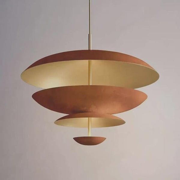 Scandinavian Terracotta Pendant: Layered Disc Ceiling Light, Modern Stilnovo Style Chandelier for Dining Room, Kitchen Island Living Room