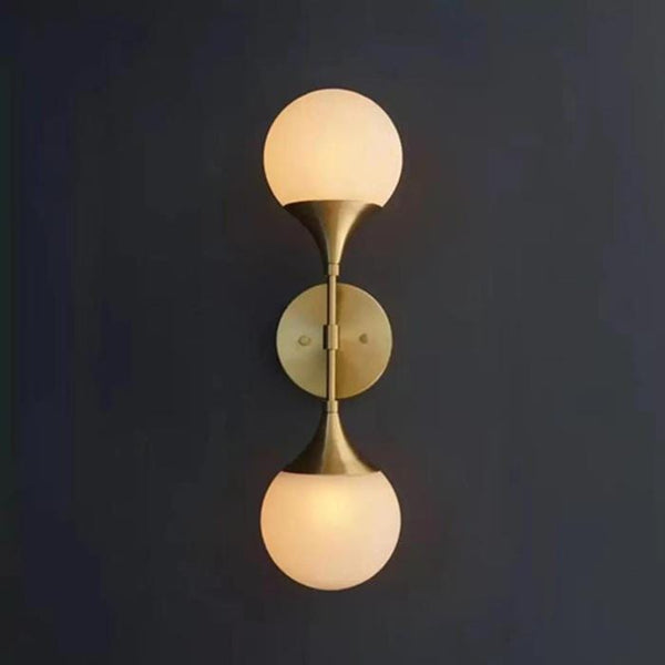 Italian Style Raw Brass Dual Globe Wall Sconce: Mid Century Sputnik 2 Light Single Lamp Minimalist Bedside Lamp Hallway Vanity Light Fixture
