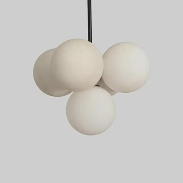 Modern Black Brass Pendant Light: Cluster Opal Glass Ceiling Fixture, Minimalist Bubble Chandelier, Contemporary Bedroom & Living Room Lamp