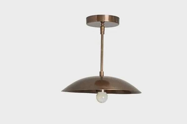 Mid Century Raw Brass Sputnik Chandelier: Modern Semi Flush Mount Low Profile Ceiling Fixture, Retro Kitchen Bedroom Lighting, Gold Pendant