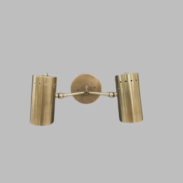 Mid Century Brass Double Cylinder Wall Sconce, Adjustable Modern Bathroom Vanity Light Italian Style Sputnik Bedside Living Room Wall Sconce