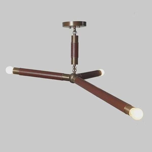 3 Arm Mid Century Raw Brass Ceiling Light Chandelier Stilnovo Style Bedroom Flush Mount Pendant Light Living Room Lighting Fixture