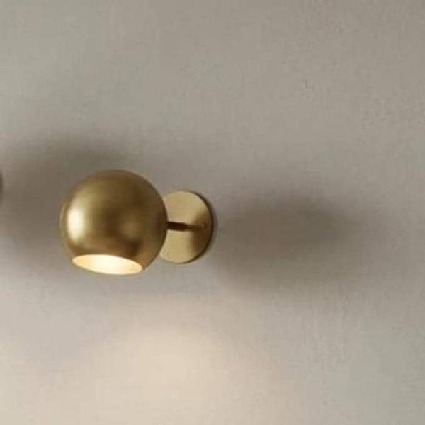 Mid Century Modern Raw Brass Globe Wall Sconce: Stilnovo Style Round Ball Bedside Lamp Minimalist Bedroom Vanity Light, Sputnik Light