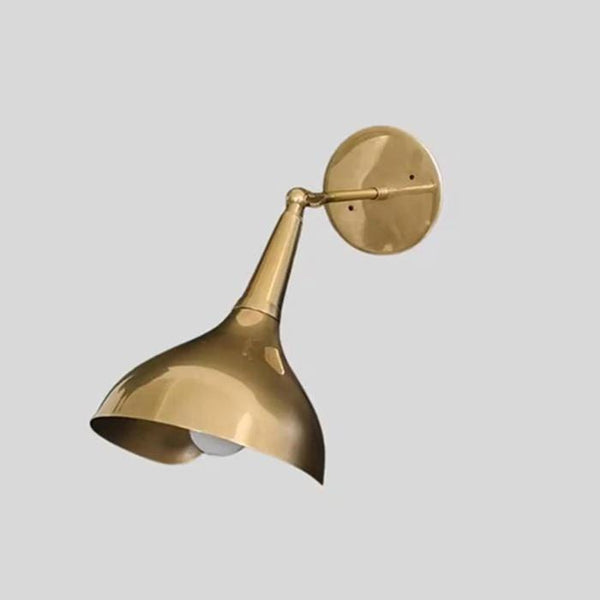 Adjustable Brass Wall Sconce, Sculpted Cone Shade, Mid Century Modern Italian Style Wall Lamp, Stilnovo Style Bathroom Bedside Reading Light