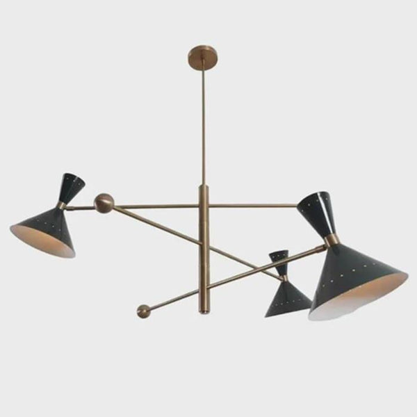 Sputnik Brass Chandelier: Mid Century Stilnovo Style 3 Arm Lighting Pendant, Entryway Ceiling Light Fixture, Modern Dining Room Hanging Lamp