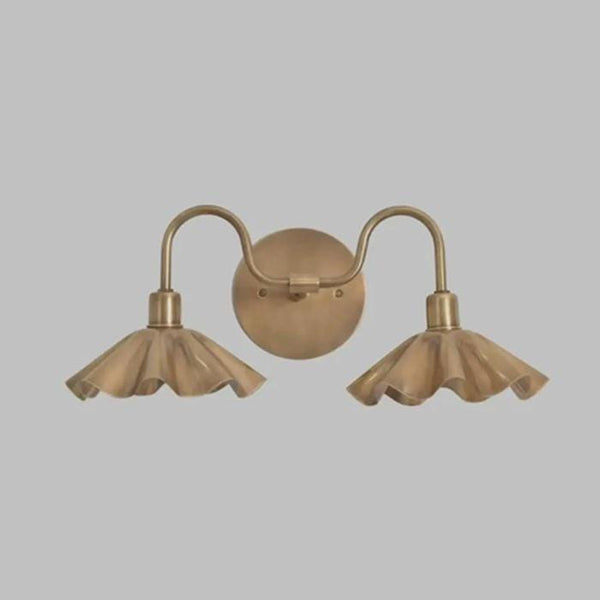 Modern Brass Wall Sconce: Mid Century 2 Light Floral Vanity Lamp, Antique Gold Bathroom Light, Bedroom Hallway Lighting