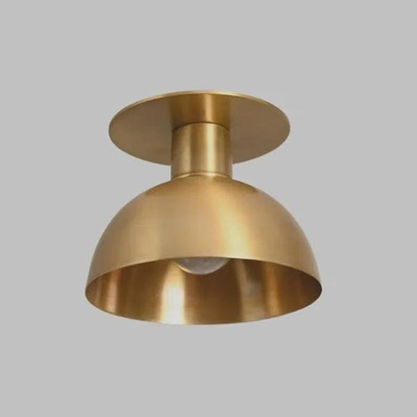 Modern Brass Flush Mount Ceiling Light: Minimalist Mid century Semi Flush Dome Fixture Low Profile Kitchen Hallway Entryway Lighting Décor