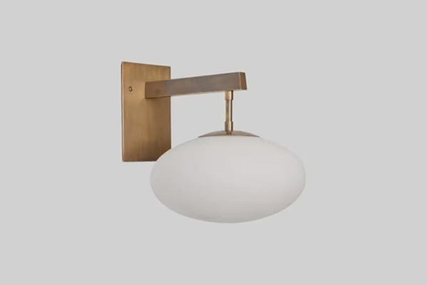 Mid Century Modern Hanging Glass Globe Fixed Arm Raw Brass Wall Sconce Hallway Art Deco Lamp Bedroom Living Room Lighting Fixture Handmade