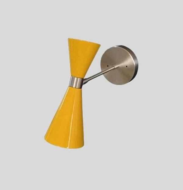 Mid Century Double Cone Wall Sconce: Modern Diabolo Yellow Light Italian Style Bedroom Hallway Living Room Vanity Light Fixture