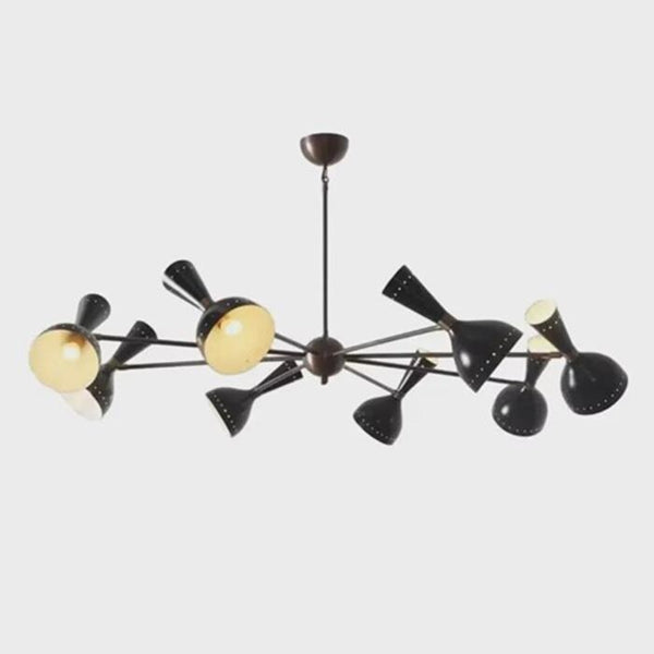 Stilnovo Sputnik Chandelier: Brass 8 Arm 16 Light Ceiling Fixture, Mid Century Modern Pendant Lamp, Handcrafted Large Dining Room Light