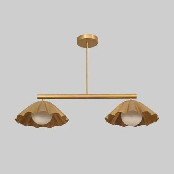 Floral Shade Linear Pendant Light: Modern Brass Kitchen Island Lighting, Mid Century Opal Glass Globe Ceiling Fixture Dining Room Chandelier