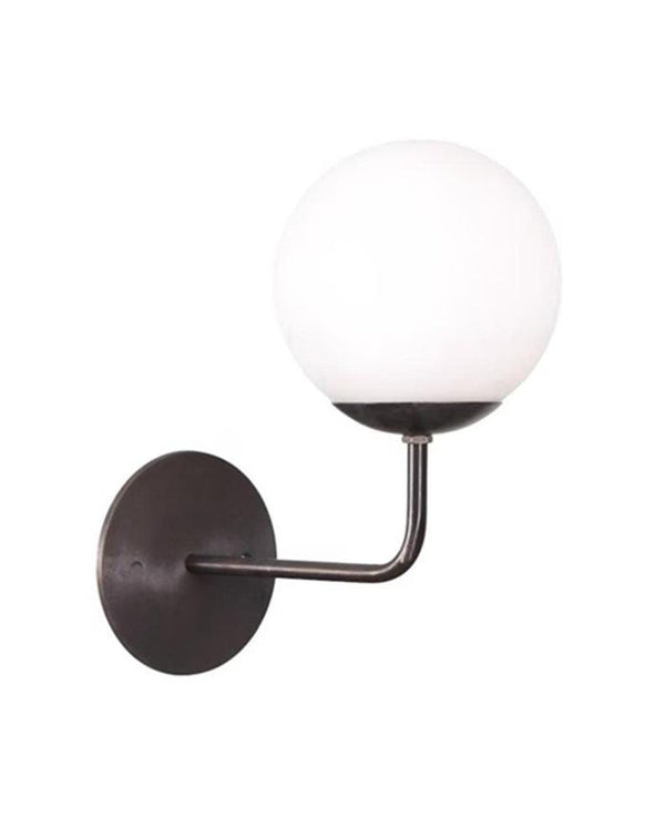 Modern Brass Sputnik Wall Light, Single Globe Curved Arm Sconce, Mid Century Modern Vanity Lighting, Minimalist Bedside Reading Lamp