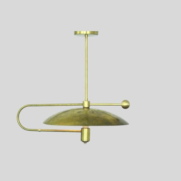 Solid Brass Sputnik Chandelier: Mid Century Modern Italian Stilnovo Pendant Light, Brushed Brass Ceiling Fixture, Dining Room Living Room