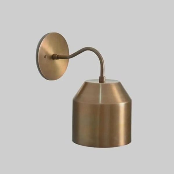 Modern Brass Wall Sconce: Minimalist Metal Shade Bedside Light, Hardwired Mid Century Wall Lamp for Bedroom, Living Room & Hallway