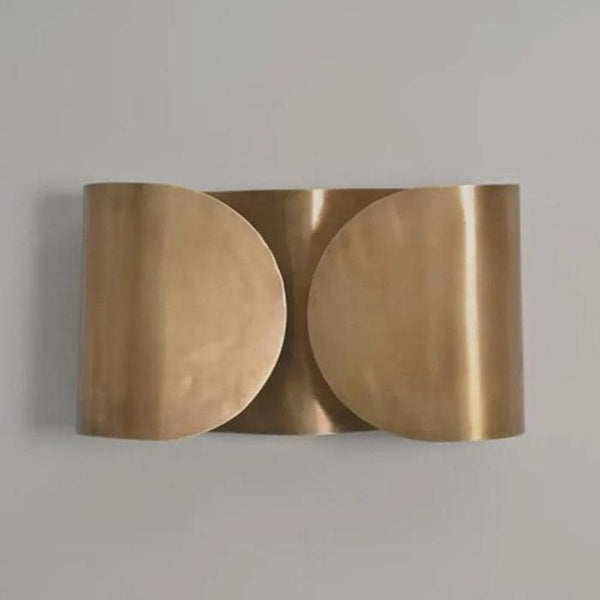 Modern Brass Half Moon Sconce: Mid Century Up Down Glow Wall Light, Minimalist Cylinder Lamp, Hardwired Accent Light for Hallway Living Room