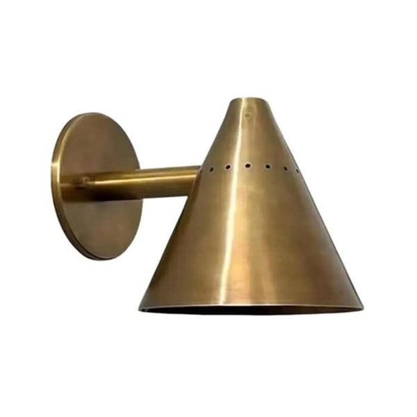 Mid Century Modern Cone Wall Light: Stilnovo Style  Raw Brass Wall Sconce, Minimalist Bedside Reading Light Living Bedroom Wall Lamp