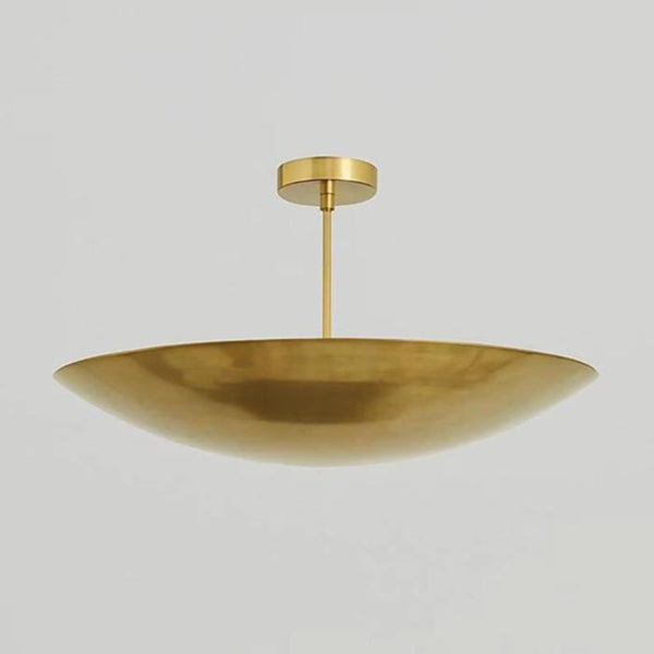 Sputnik Brass Bowl Ceiling Light: Sculptural Disc Chandelier Oversized Brass Pendant Lamp, Modern Semi Flush Mount Dining Room Lighting