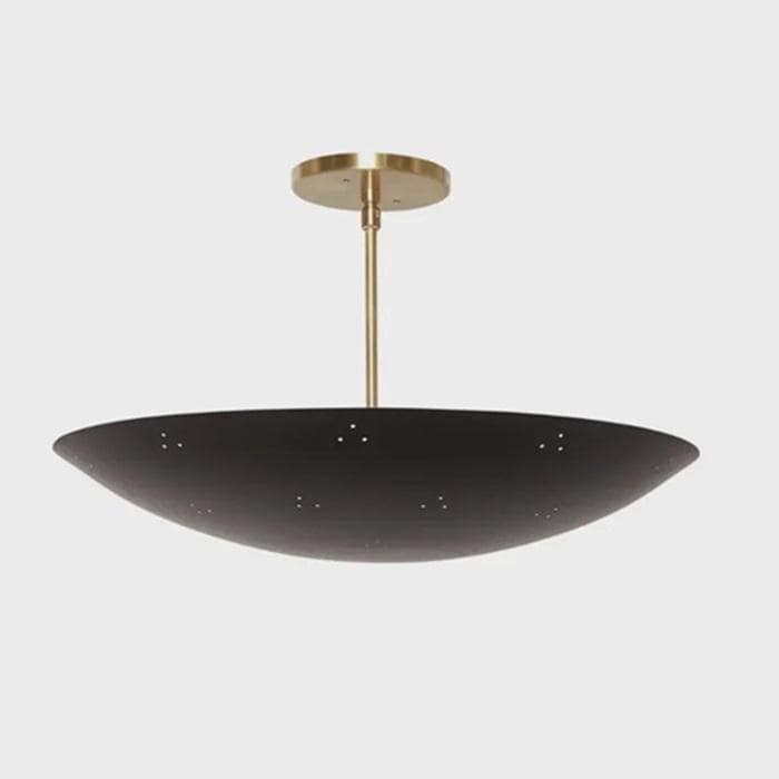 Mid Century Modern Black Bowl Ceiling Light: Polished Brass Flush Mount Minimalist Metal Hanging, Low Ceiling Lighting, Industrial Deco Lamp