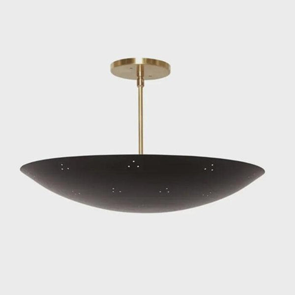 Mid Century Modern Black Bowl Ceiling Light: Polished Brass Flush Mount Minimalist Metal Hanging, Low Ceiling Lighting, Industrial Deco Lamp