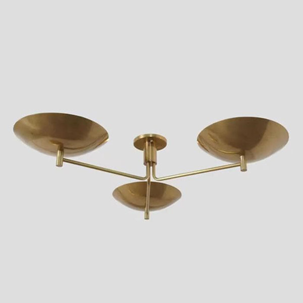 Mid Century 3 Bowl Brass Chandelier: Modern Italian Sputnik Pendant Light, Stilnovo Style Dining Room Living Room Ceiling Fixture