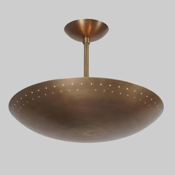 Raw Brass 6 Light Dome Shade Perforated Sputnik Pendant Light Chandelier Modern Flush Mount Bedroom Ceiling Light Dining Room Lighting