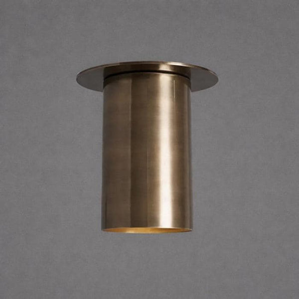 Brass Cylinder Flush Mount Ceiling Light: Minimalist Tube Spotlight | Modern Low Profile Downlight for Kitchen Hallway Entryway