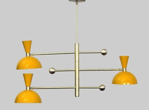 Mid Century Modern Chandelier: Italian Stilnovo Style Brass Flush Mount Light, Gold Sputnik Ceiling Fixture, Semi Flush Mount Lighting