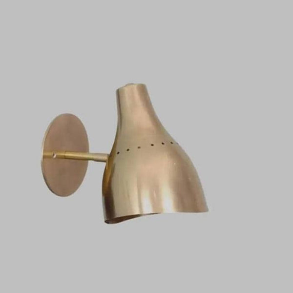 Mid Century Brass Wall Sconce, Sculptural Cone Shade, Modern Minimalist Wall Lamp, Bedside Reading Light, Stilnovo Style Bedroom Wall Sconce