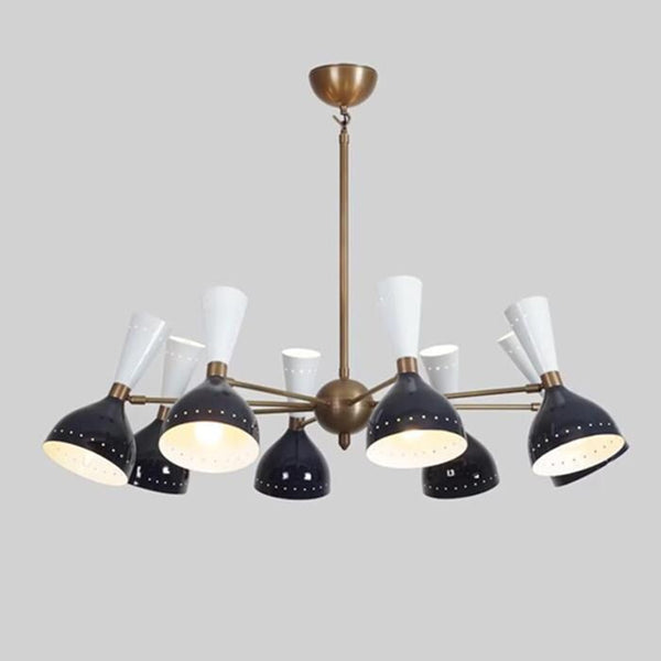 Mid Century Modern Sputnik Chandelier: Black White Brass Ceiling Light, Multi Light Pendant Lamp, Retro Atomic Fixture, Dining Room Light