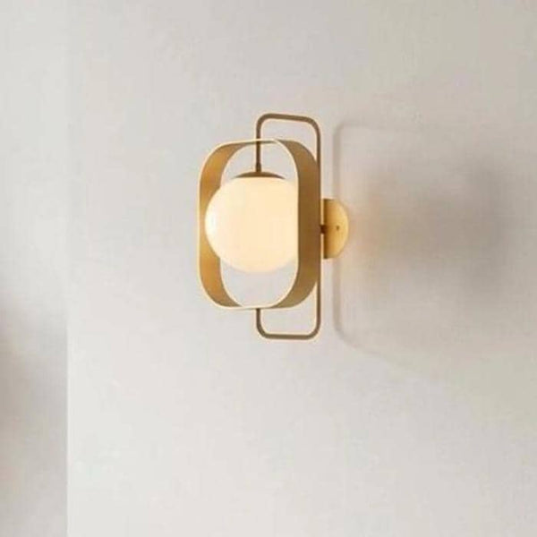 Modern Brass Wall Sconce: Mid Century Opal Globe Light Fixture, Minimalist Wall Lamp Italian Style Sputnik Vanity Light Dining Room Sconce