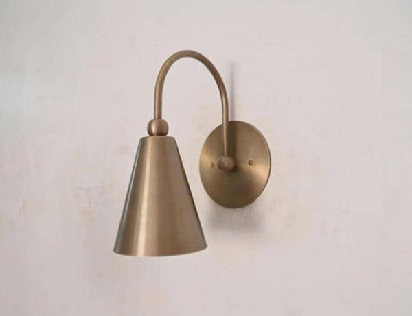 Mid Century Raw Brass Curved Arm Wall Sconce Modern Stilnovo Style Hardwire Hallway Art Deco Wall Lamp Living Room Lighting Fixture Handmade