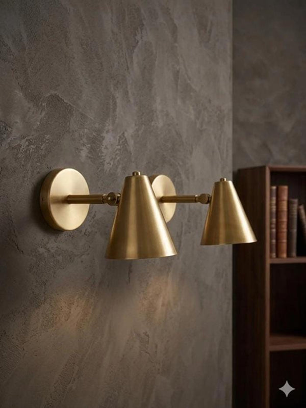 Mid Century Modern Brass Wall Sconce: Industrial Single Shade Lighting Fixture, Bathroom Vanity Light, Bedside Reading Wall Mounted Lamp
