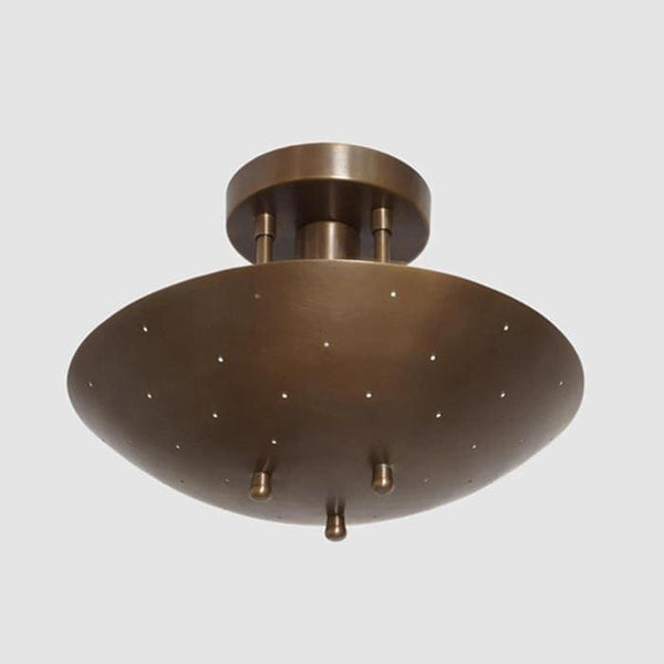 1 Light Dome Shade Sputnik Pendant Antique Patina Finish Chandelier Perforated Ceiling Light Modern Flush Mount Dining Room Lighting
