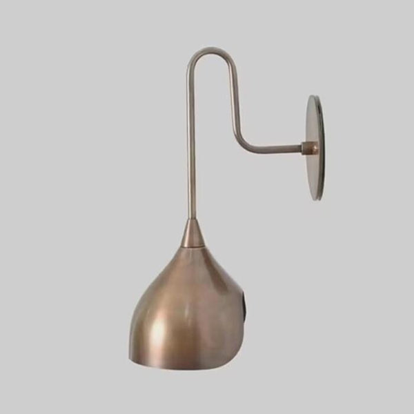 Modern Raw Brass Wall Sconce: Sputnik Hardwired Metal Shade Gooseneck Wall Light, Minimalist Mid Century Bedside Lamp, Hallway Fixture