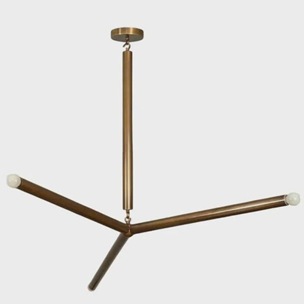 Mid Century Brass Chandelier: Stilnovo Style Ribbed Glass Globe 3 Arm Linear Light, Modern Dining Room Living Room Kitchen Ceiling Fixture