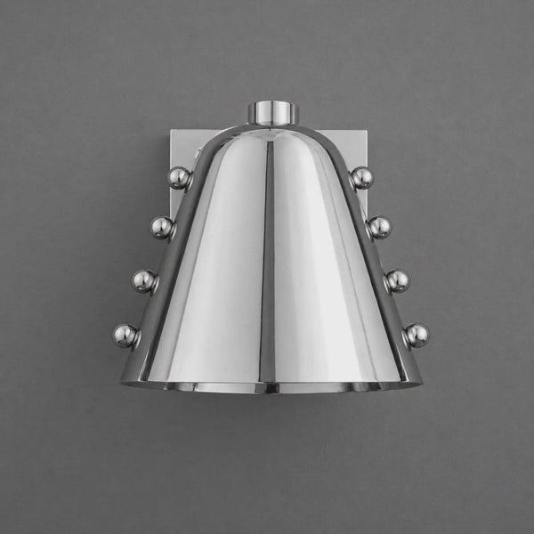 Modern Chrome Wall Sconces, Silver Metal Wall Lights, Mid Century Cone Shade Sconce, Minimalist Bedside Lamp for Bedroom Living Room Hallway